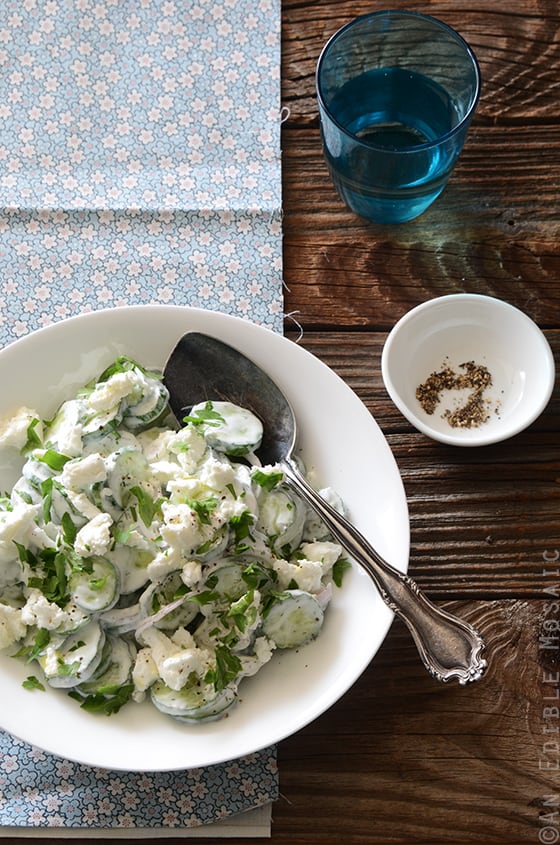 Creamy Cucumber Salad with Goat Cheese and Dill