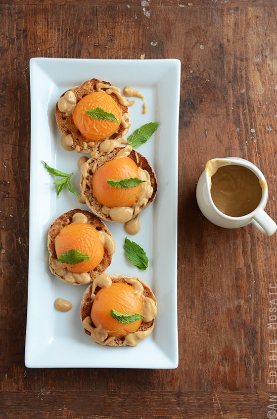 Apricot Benedict with Peanut Sauce