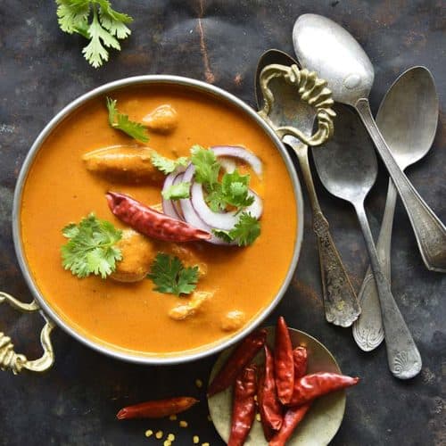 Overhead View of Indian Butter Chicken Recipe (Murgh Makhani)