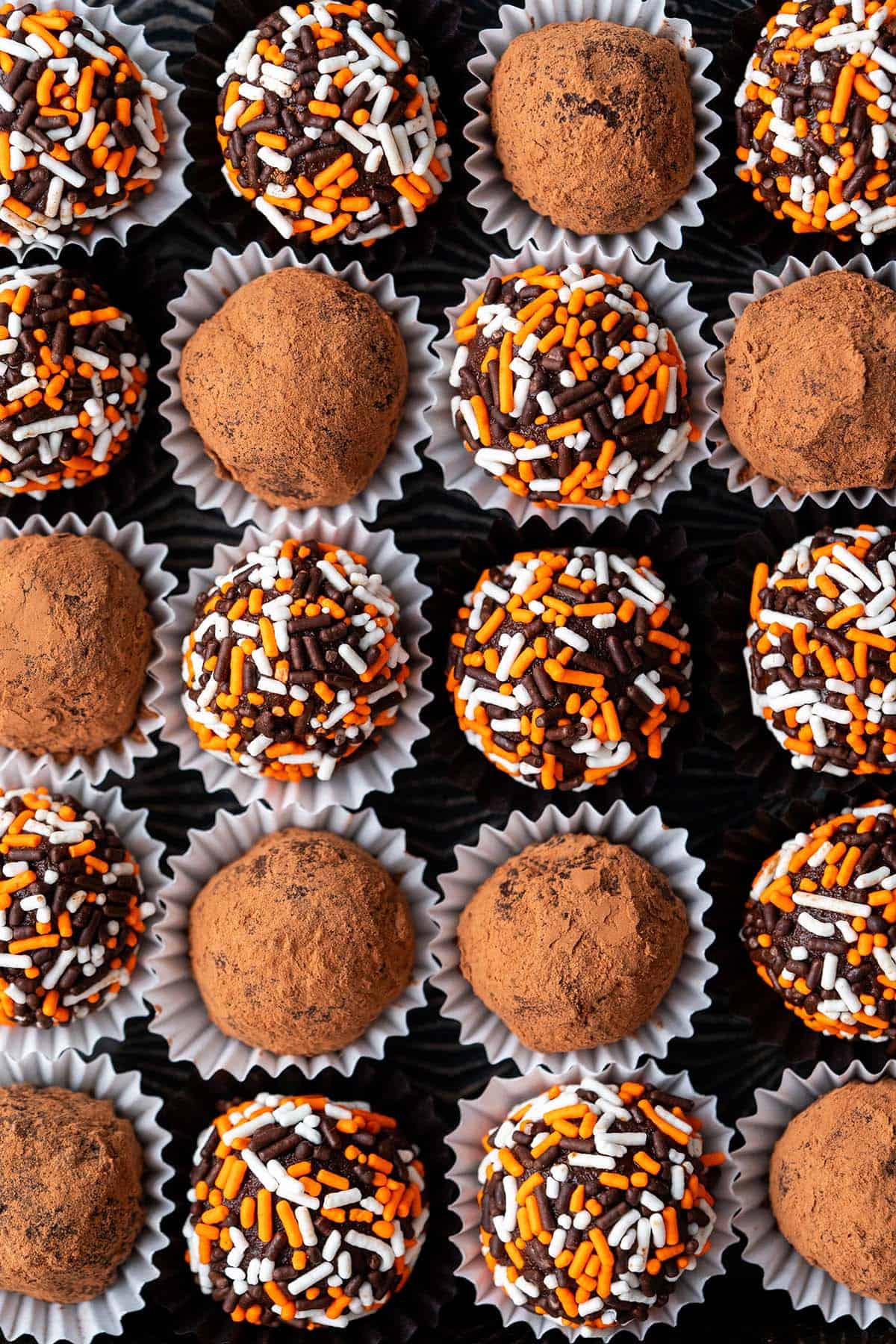 top view of pumpkin spice truffles lined up