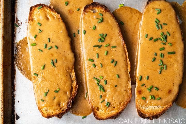 cheese toast on baking tray