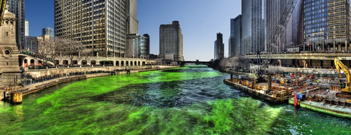 Chicago River Dyed Green