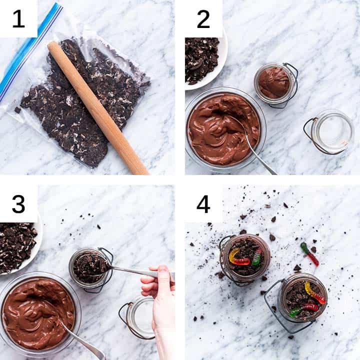 how to make worms in dirt dessert