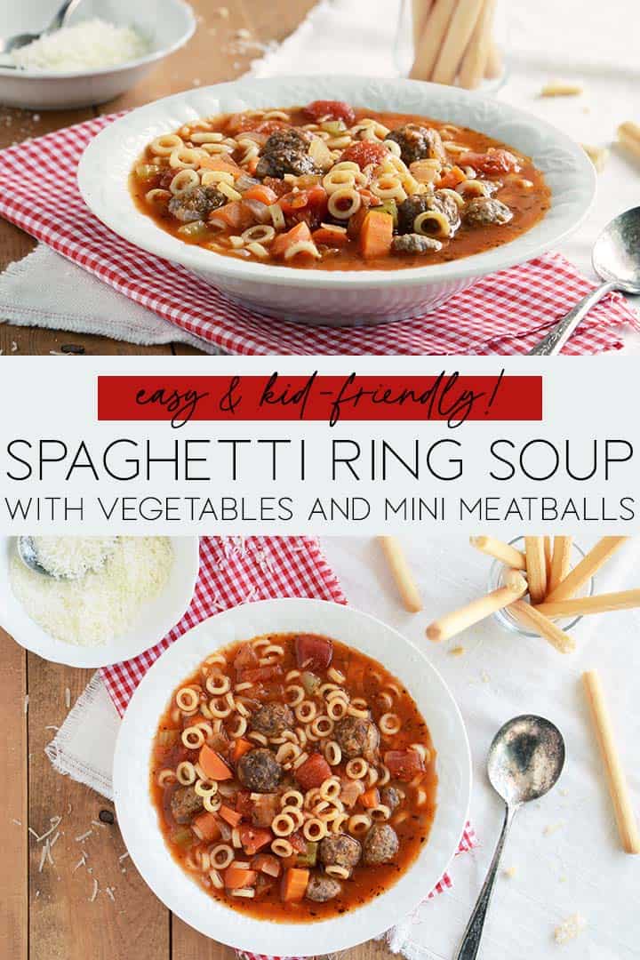 spaghetti ring and meatball soup pin