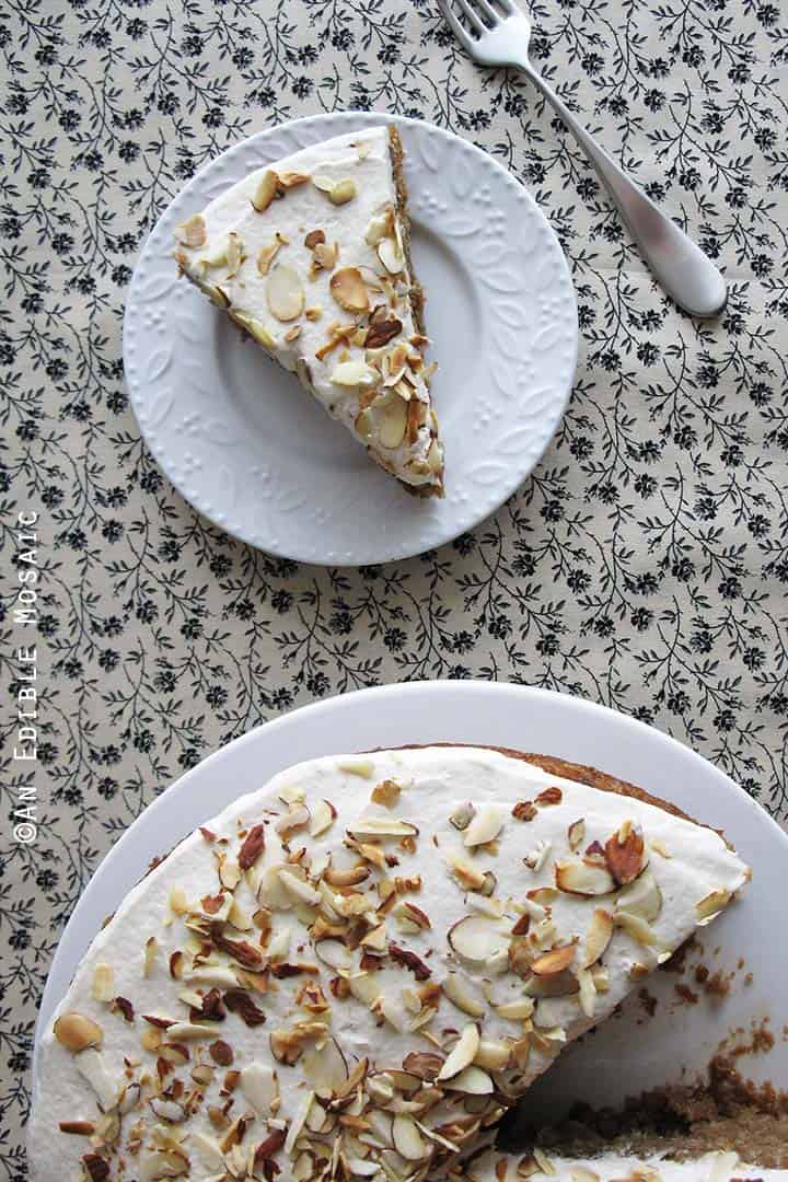 Parsnip Cake Recipe with Maple Buttercream Sliced on Plate