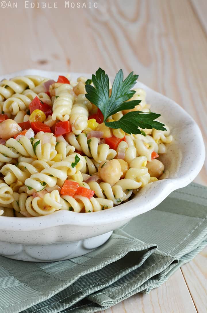 Succotash-Style Pasta Salad with Roasted Garlic Dressing 1