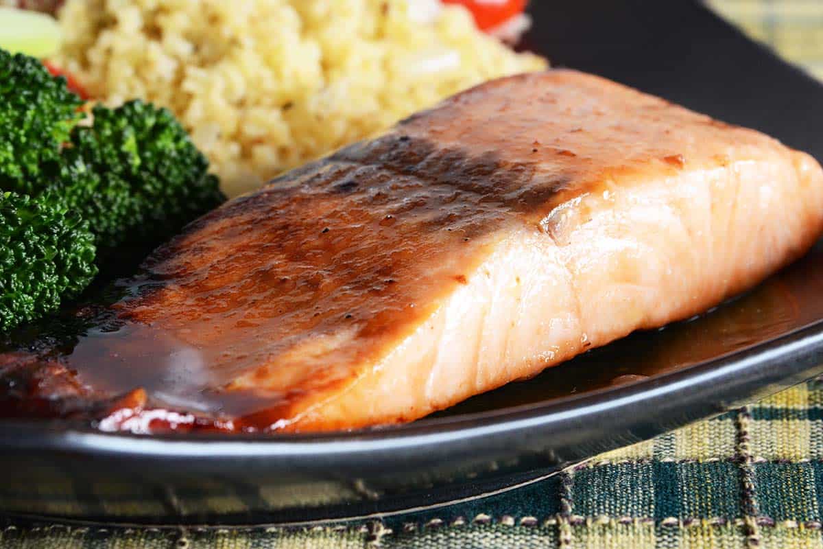 sweet and savory dr pepper glaze on salmon