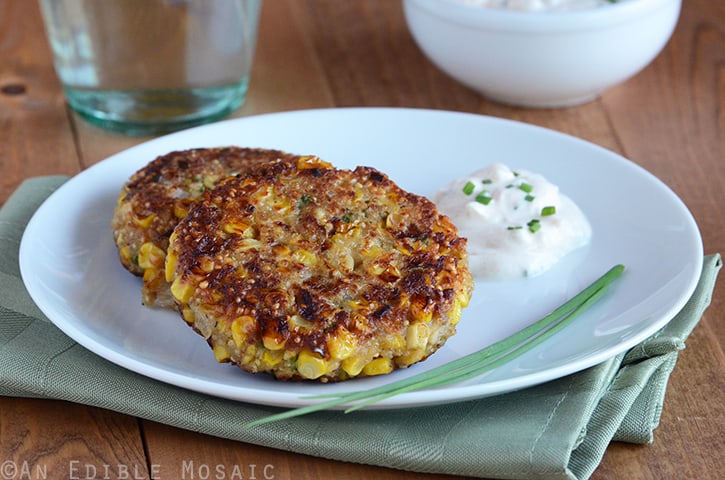 Quinoa Corn Patties with Cool and Creamy Onion Dip 3