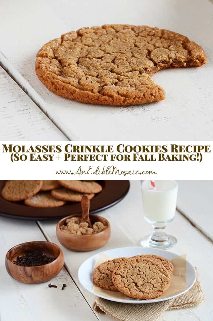 Molasses Crinkle Cookies Recipe (Chewy Molasses Cookies Recipe) Pin