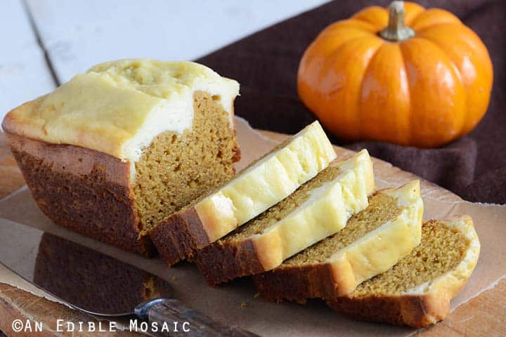 Slices of Pumpkin Bread on Wooden Cutting Board