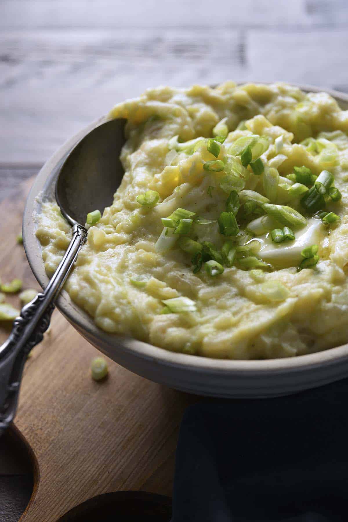 front view of bowl of irish mash