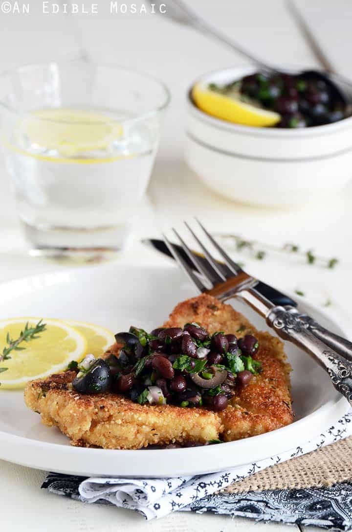 Almond-Crusted Chicken with Lemony Olive and Black Bean Relish 1