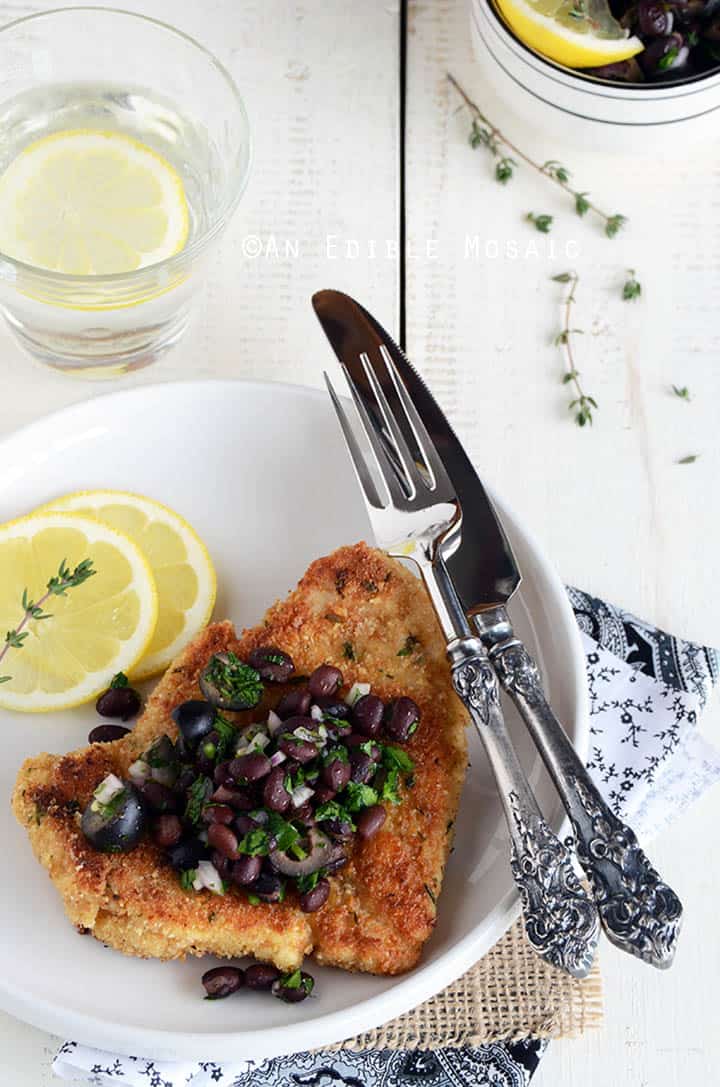 Almond-Crusted Chicken with Lemony Olive and Black Bean Relish 2