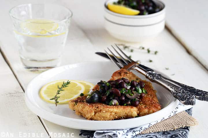 Almond-Crusted Chicken with Lemony Olive and Black Bean Relish 3