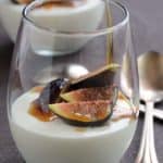 2 Glasses of Yogurt Mousse with Honey and Fresh Figs with Vintage Spoons