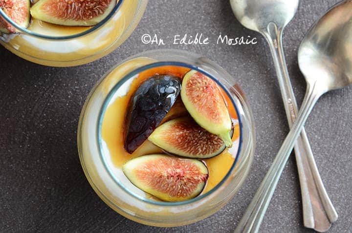 Overhead View of Yogurt Mousse with Honey and Fresh Figs Recipe