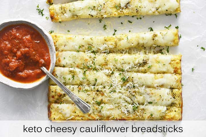 Keto Cheesy Cauliflower Breadsticks with Description