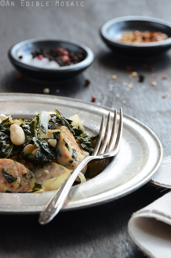 Sautéed Kale with Sausage and White Beans