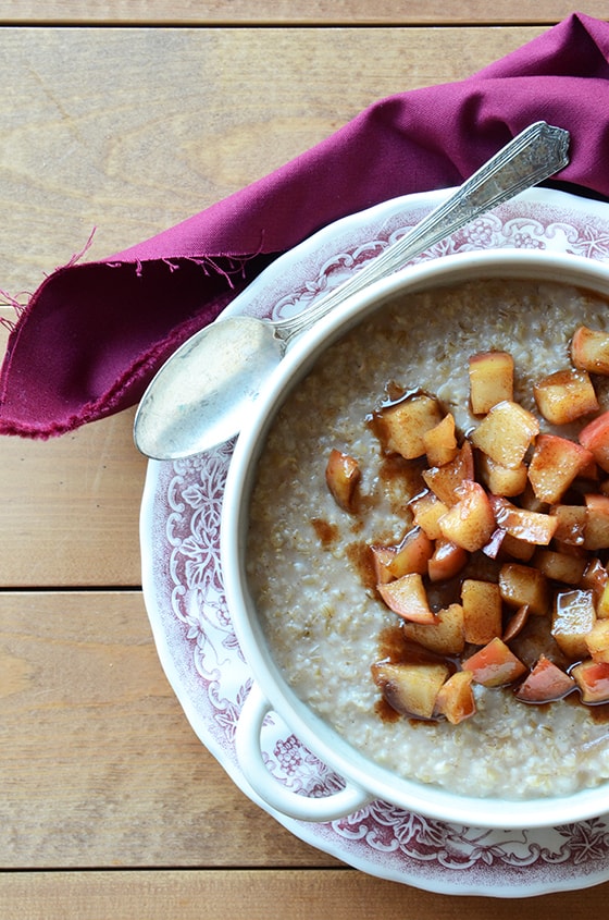 Irish Oatmeal with Hot Buttered Cinnamon Apples