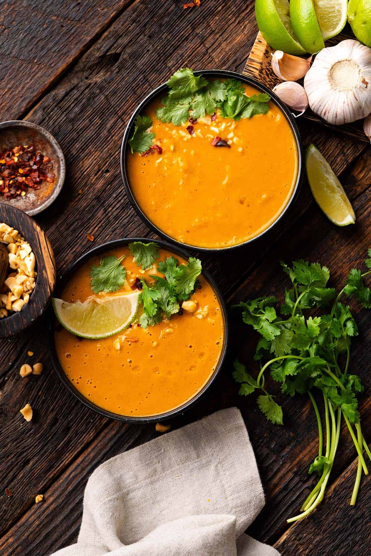 thai pumpkin curry soup with coconut