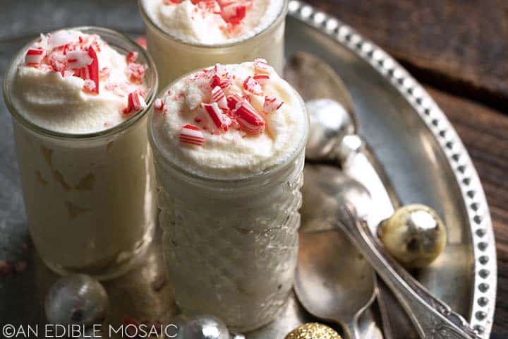 Candy Cane Chocolate Cups filled with Peppermint Mousse