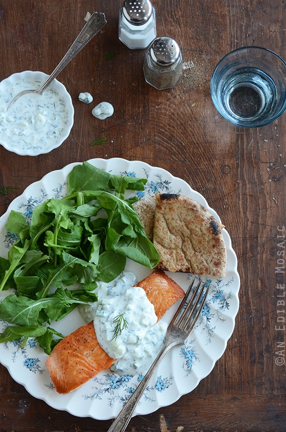 Seared Salmon with Tzatziki Sauce