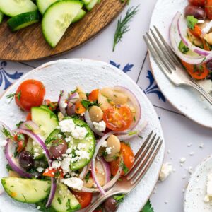 mediterranean bean salad recipe featured image