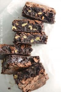 Chewy Brownies on White Parchment Paper