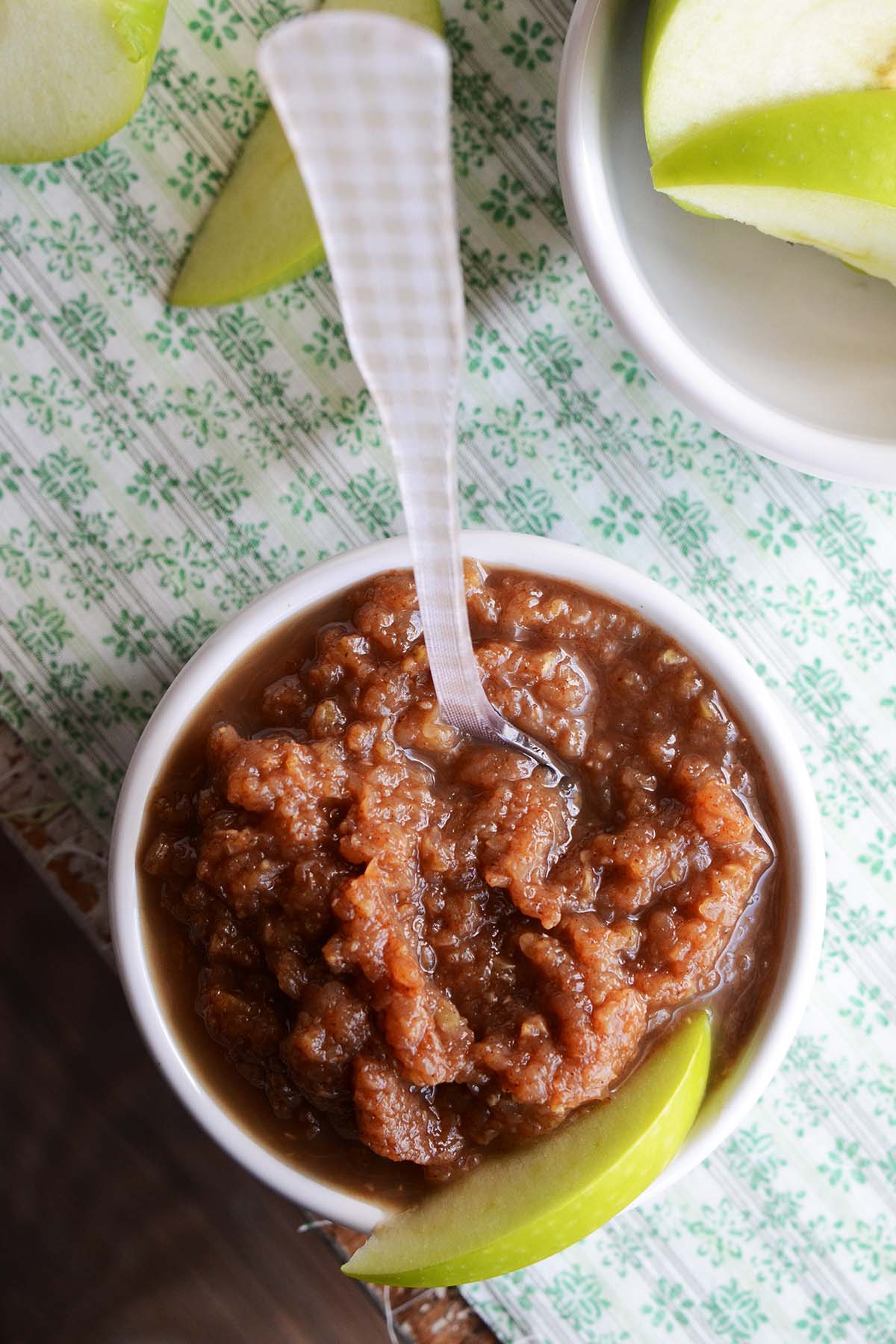 top view of mock applesauce made with a bumper crop of zucchini