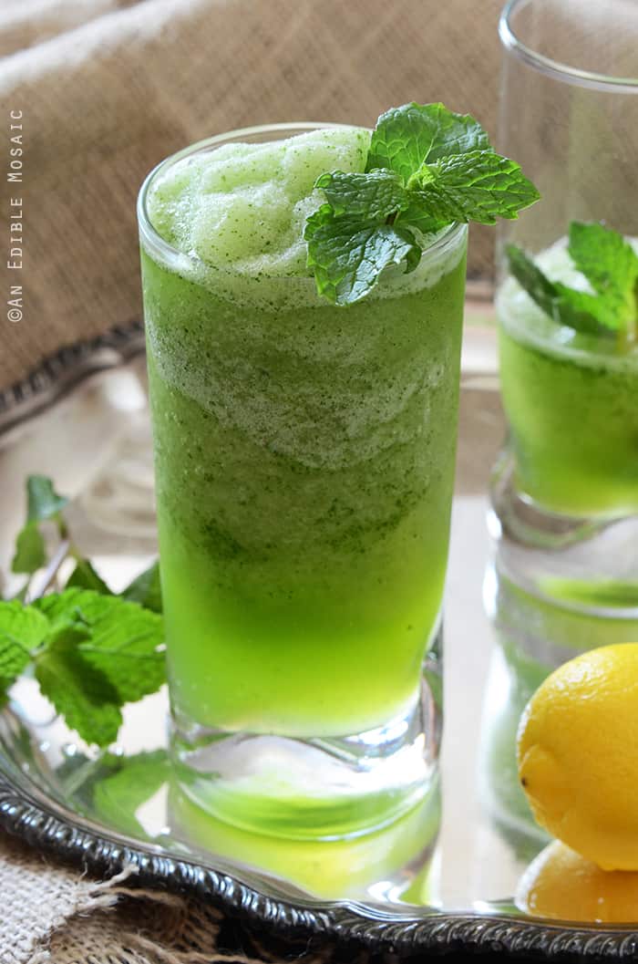 Glass of Limonana on Metal Tray