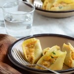 Pumpkin Stuffed Shells in Brown Dish