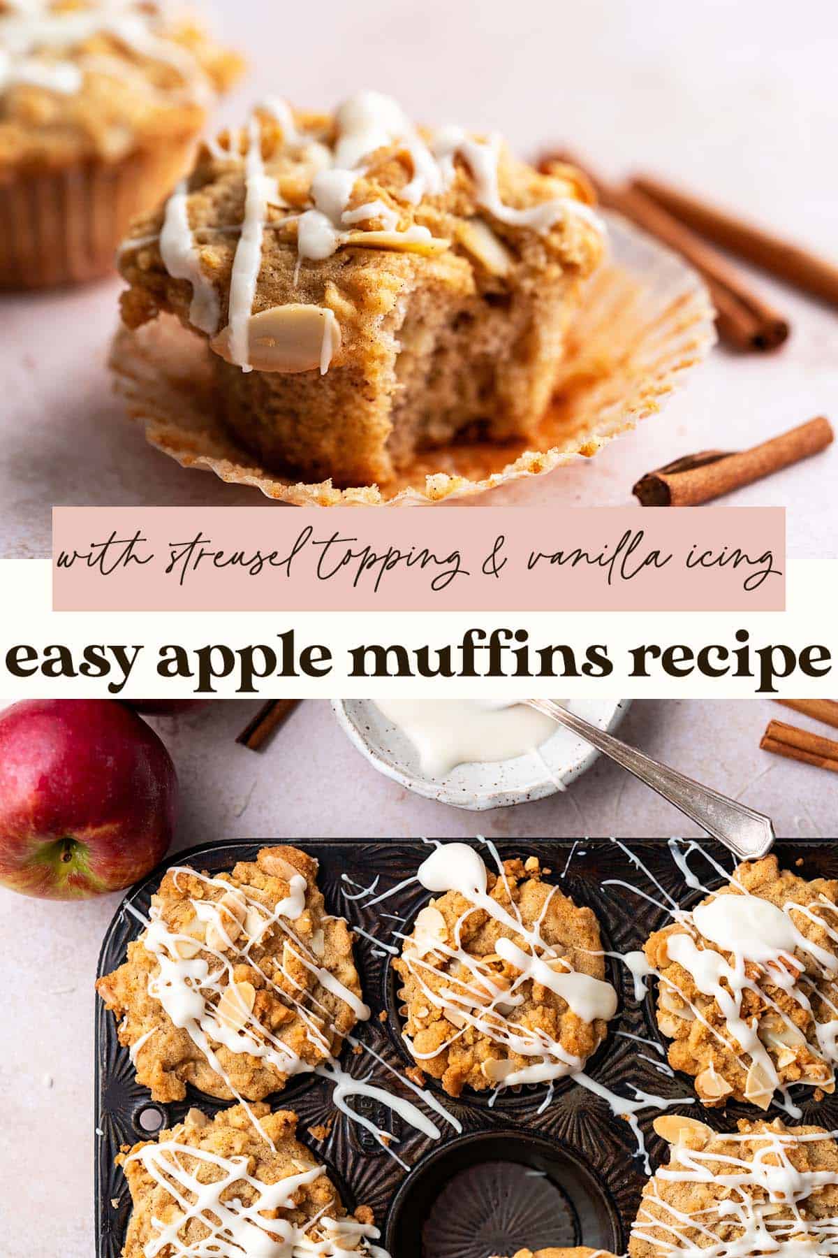 easy apple muffins recipe pin