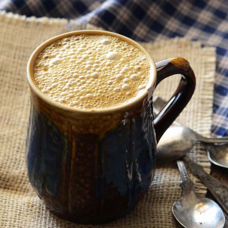 mug of hot butternut squash butterscotch latte