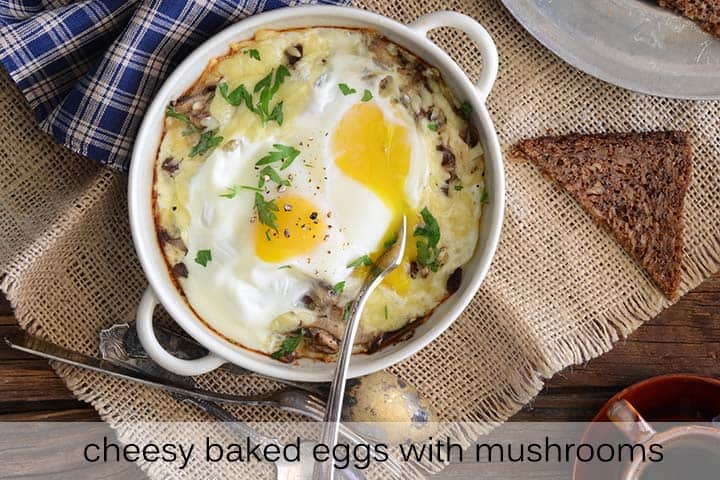 Cheesy Baked Eggs with Mushrooms Recipe with Description