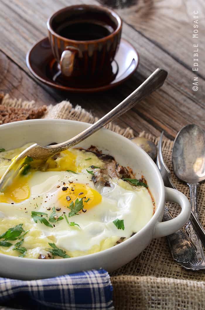 Cheesy Mushroom Baked Eggs for Two