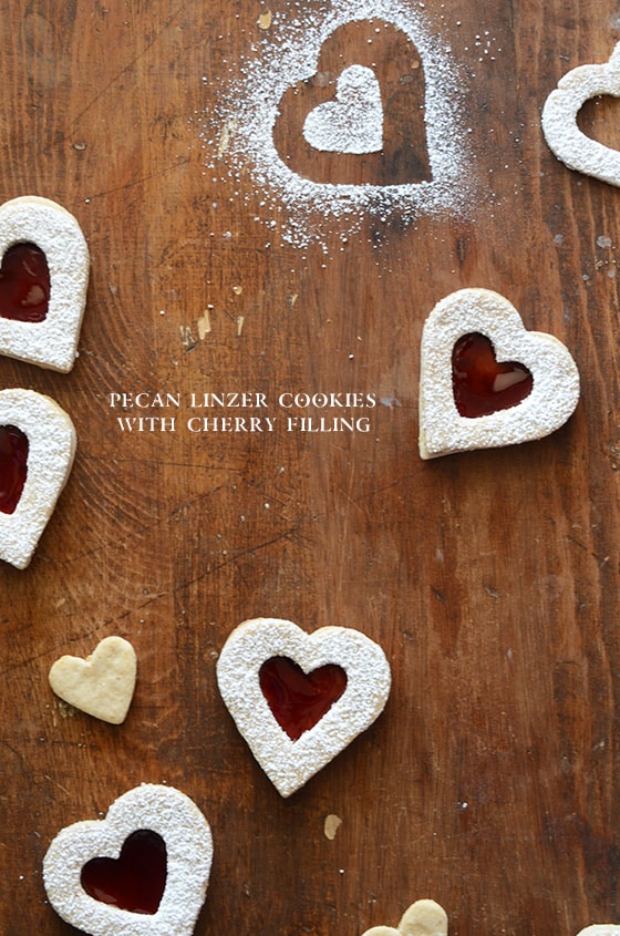 Pecan Linzer Cookies with Cherry Filling
