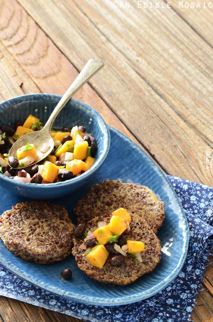 Garlicky Red Quinoa Patties with Mango Black Bean Salsa Recipe 2