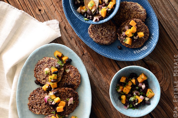 Garlicky Red Quinoa Patties with Mango Black Bean Salsa Recipe 3