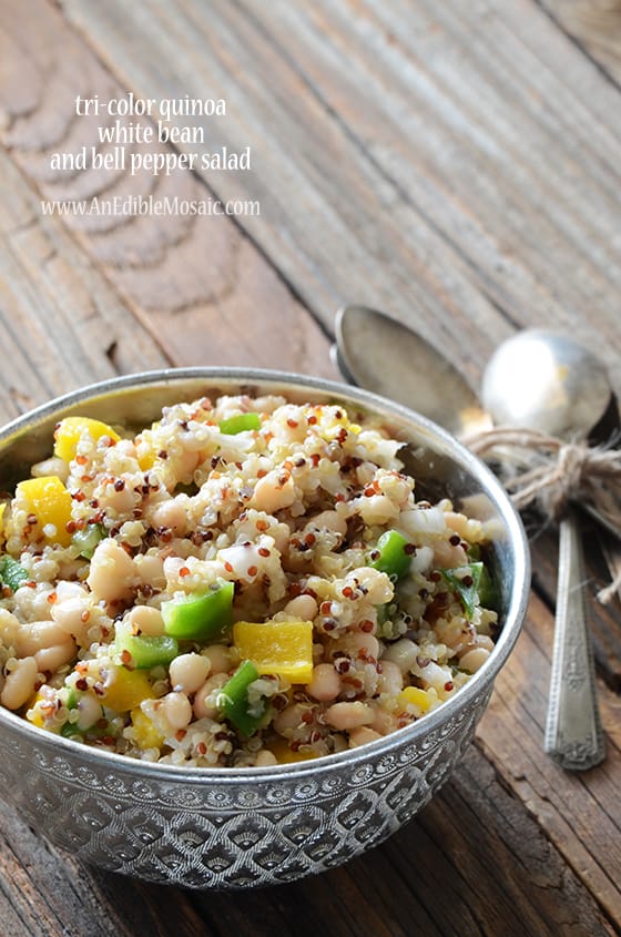 Tri-Color Quinoa, White Bean, and Bell Pepper Salad