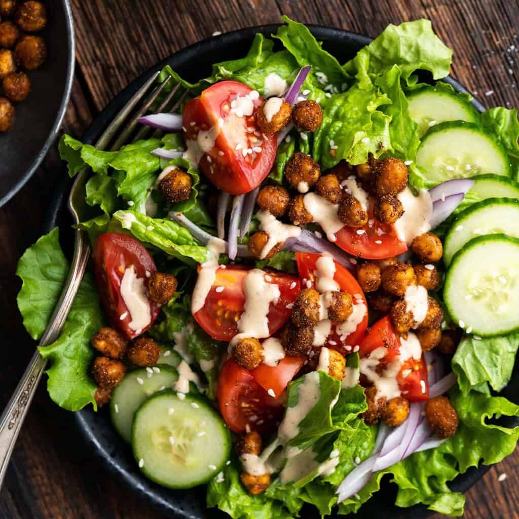 roasted chickpea salad recipe featured image