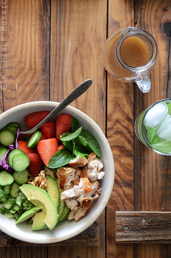 Chicken Salad Bowl with Avocado, Strawberry, and Walnut 3