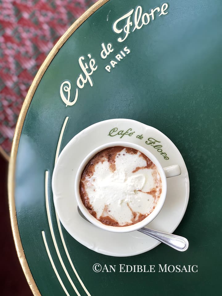 Overhead View of Drinking Chocolate aka Chocolat Chaud at Cafe de Flore