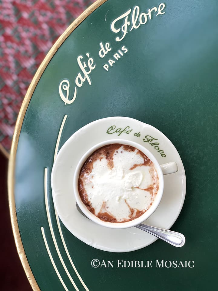 Overhead View of Drinking Chocolate aka Chocolat Chaud at Cafe de Flore