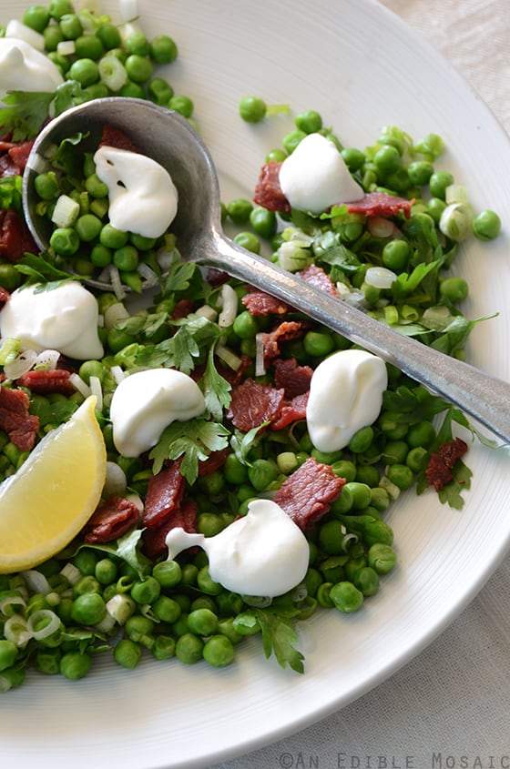 Sweet Pea Salad with Scallion, Bacon, and Lemon Cream Dressing 2