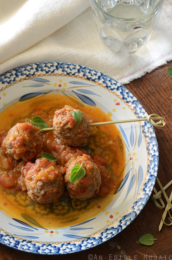 Tomato-Simmered Lemon and Oregano-Scented Bison Meatballs