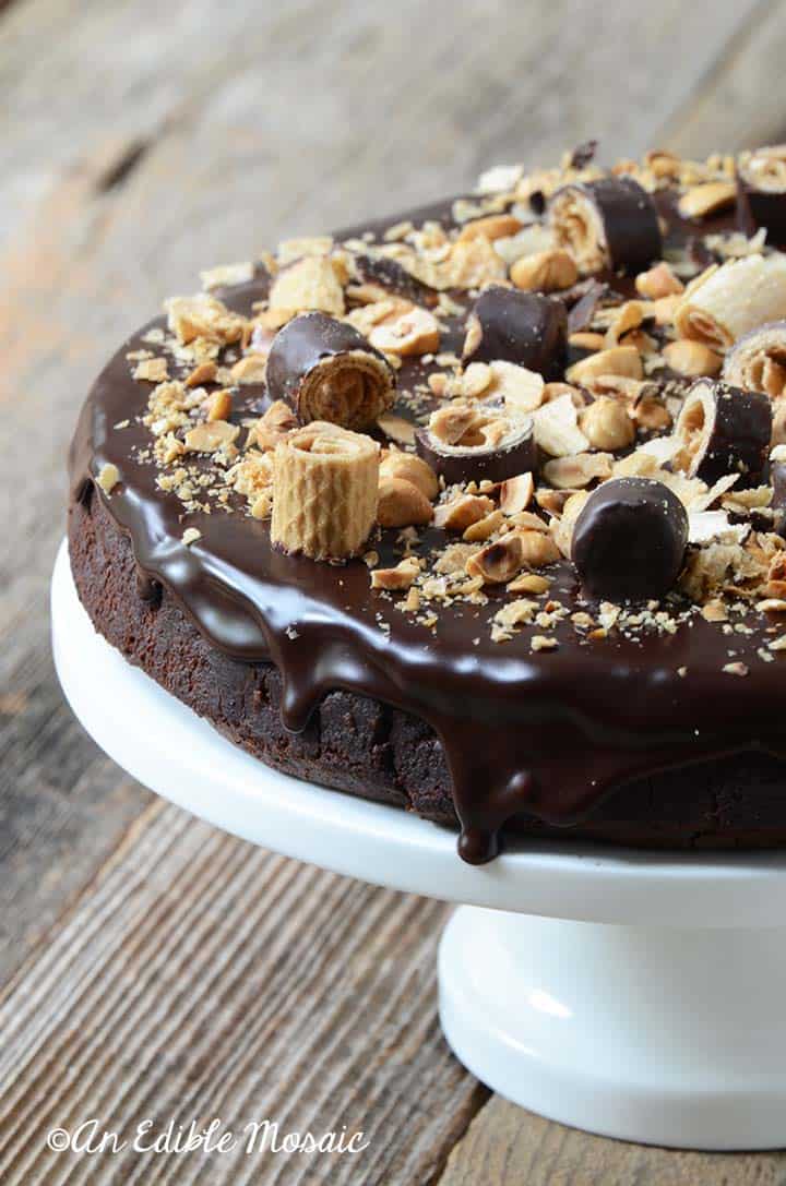 Chocolate Hazelnut Cake Recipe on White Cake Stand