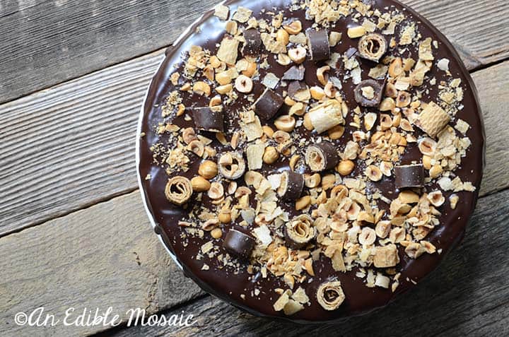 Overhead Close Up View of Chocolate Hazelnut Cake Recipe