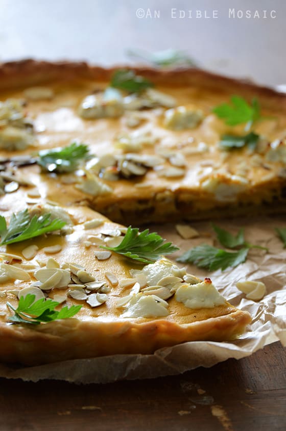 Savory Pumpkin, Ricotta, and Caramelized Onion Tart with Goat Cheese 2