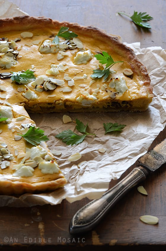 Savory Pumpkin, Ricotta, and Caramelized Onion Tart with Goat Cheese 3