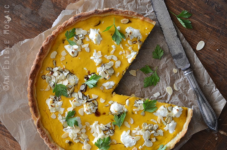 Savory Pumpkin, Ricotta, and Caramelized Onion Tart with Goat Cheese 4